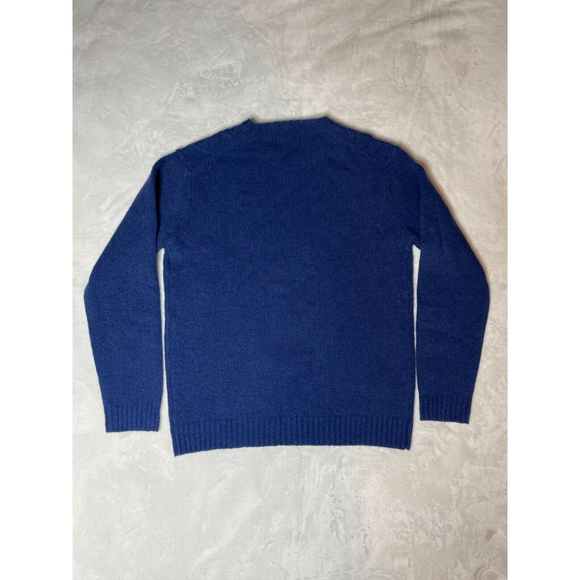 Line Of Trade Mens Large Blue Shetland Wool Cable Knit The Mariner Sweater - Picture 4 of 7